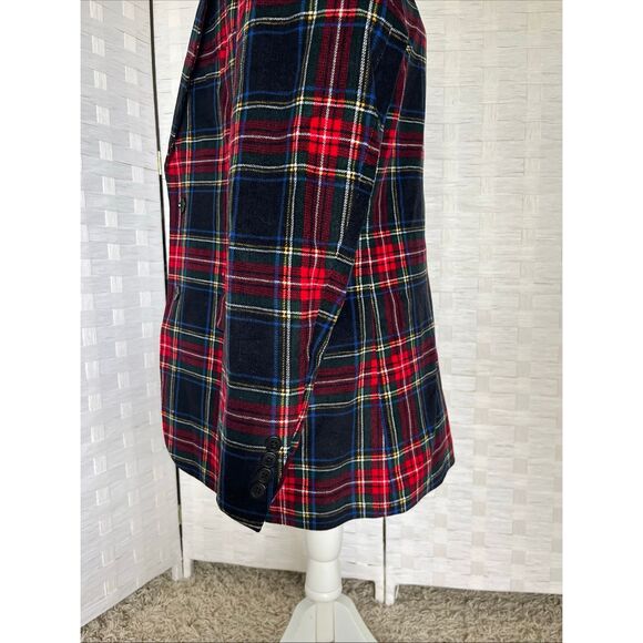 Saddlebred 40R Red Multi Tartan Plaid Preppy Corduroy Blazer Jacket Sport Coat - Picture 3 of 14